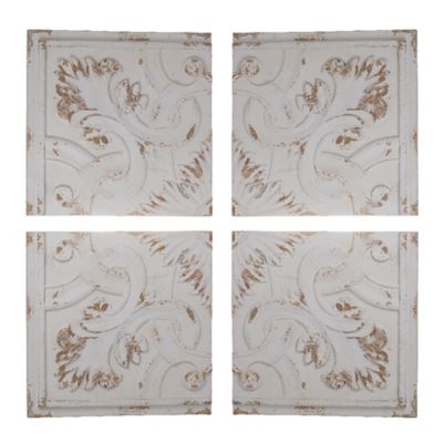 A&B Home Kawan 17.5 Wall Decor Panels In White/natural (Set Of 4)