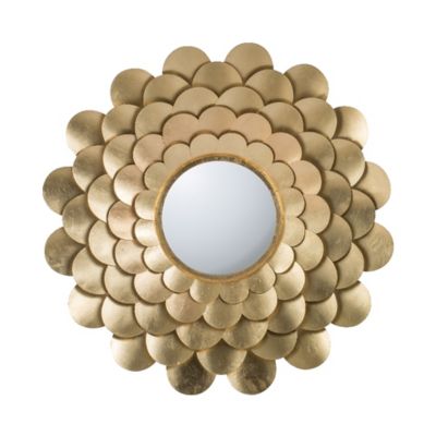 A&B Home 31.5 Floral Iron Wall Mirror In Gold