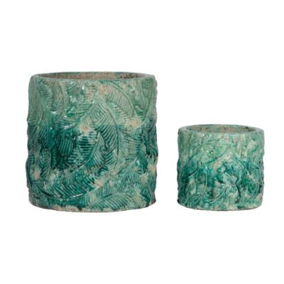 A&B Home 2-Piece Crackled Vase Set In Teal