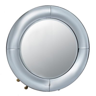 A&B Home Curved 31.5 Round Wall Mirror In Silver Clear/silver