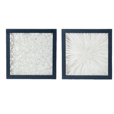 A&B Home Abstract Framed Wall Art In Ivory/indigo (Set Of 2)