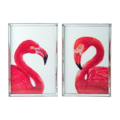 A&B Home Flamingo Framed Wall Art In Antiqued Silver (Set Of 2)