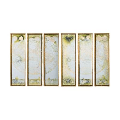 A&B Home World Map Framed Wall Art In Antiqued Gold (Set Of 6)