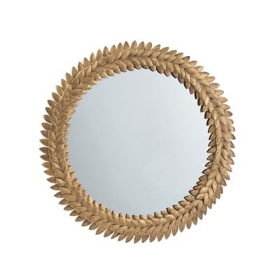 A&B Home Laurel Leaf Iron Mirror In Gold