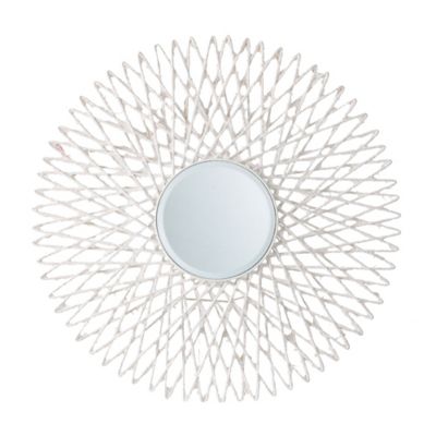 A&B Home Clear 30 Round Iron Wall Mirror In White