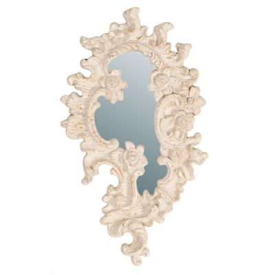 A&B Home Floral 41 Wall Mirror In Antique White