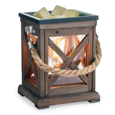 Candle Warmers Etc. Walnut & Rope Vintage Bulb Wax Warmer Brown