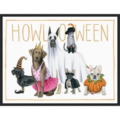 Amanti Art Grace Popp Howloween 24 X 18 Canvas Framed Wall Art In White White/multi