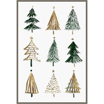 Amanti Art Evergreen Trees II 22 X 33 Framed Wall Art In Grey White/multi
