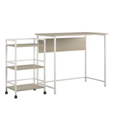 Ameriwood Home Basso Desk With Rolling Cart In Oak/white