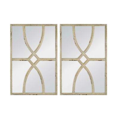 A&B Home Framed Mirror Wall Dcor In Antique White (Set Of 2)