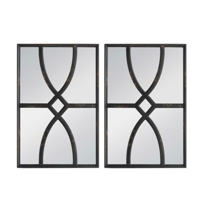 A&B Home Framed Mirror Wall Dcor In Antique Black (Set Of 2)
