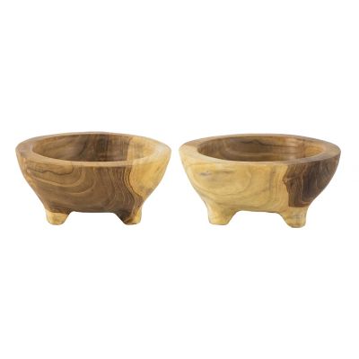 A&B Home Natural Teakwood Bowls With Legs In Natural (Set Of 2)