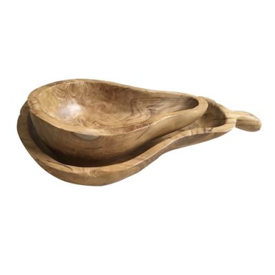 A&B Home Teakwood Gourd Bowl In Natural (Set Of 2)