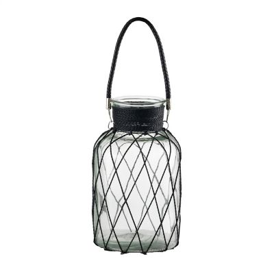 A&B Home 15 Clear Glass Vase With Handle In Black Clear/black