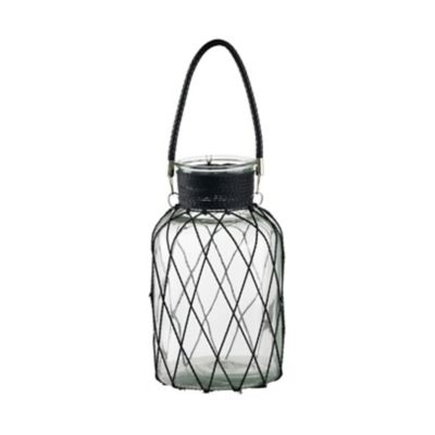 A&B Home 12 Clear Glass Vase With Handle In Black Clear/black