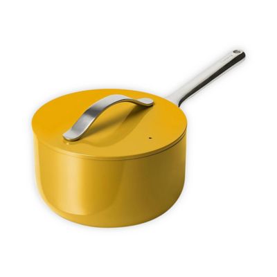 Caraway Ceramic Nonstick 3 Qt. Aluminum Covered Saucepan In Marigold