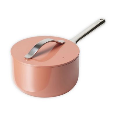Caraway Ceramic Nonstick 3 Qt. Aluminum Covered Saucepan In Perracotta