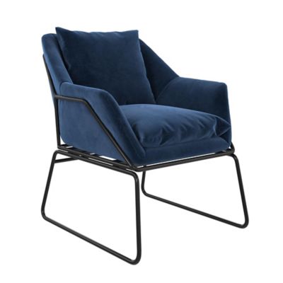 Atwater Living Cassie Accent Chair In Blue Blue Velvet