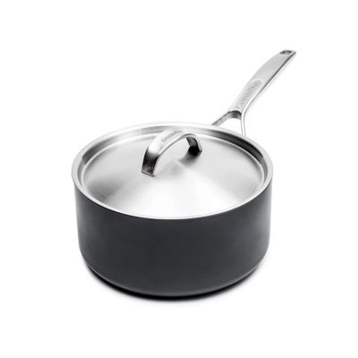 Greenpan Paris Nonstick 2 Qt. Hard Anodized Covered Saucepan In Grey