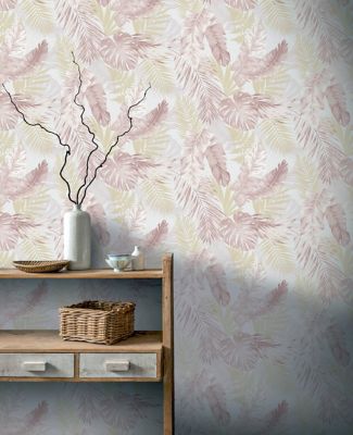 Arthouse Tropical Leaf Peel And Stick Wallpaper In Pink