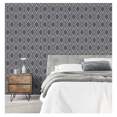 Arthouse Luxe Ogee Peel And Stick Wallpaper In Gunmetal Silver