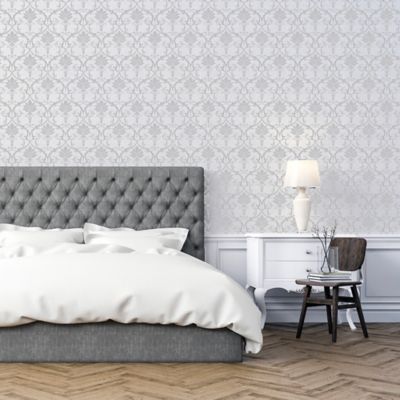 Arthouse Divine Damask Peel And Stick Wallpaper In Grey