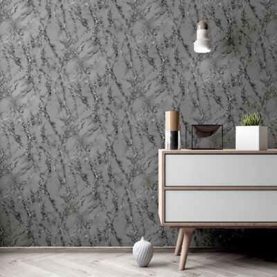 Arthouse Carrara Marble Peel And Stick Wallpaper In Charcoal