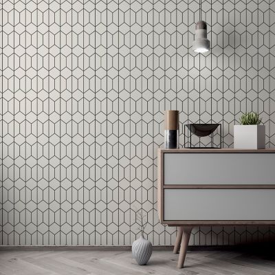 Arthouse Linear Geometric Peel And Stick Wallpaper In Monochrome