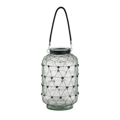 A&B Home 15 Ribbed Glass Vase With Black Handle Clear/black