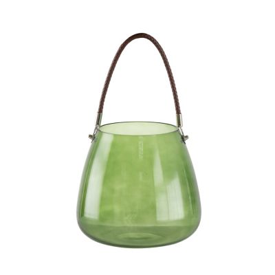 A&B Home Glass Vase With Braided Handle In Green