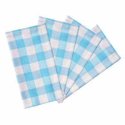 H For Happy Tonal Gingham Plaid Napkins In Light Blue (Set Of 4)
