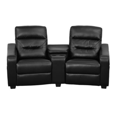 Flash Furniture 77 Leather 2-Seat Reclining Theater Set In Black