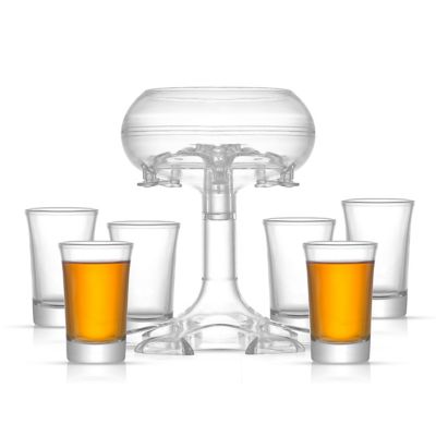 Joyjolt 7-Piece Shot Dispenser With Shot Glasses Set Clear