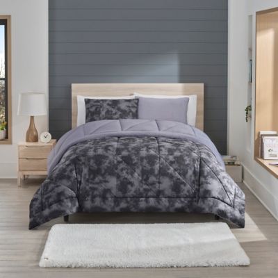 UGG Corey 2-Piece Reversible Twin/twin XL Comforter Set In Off Black Tie Dye/cloudy Grey Black/grey