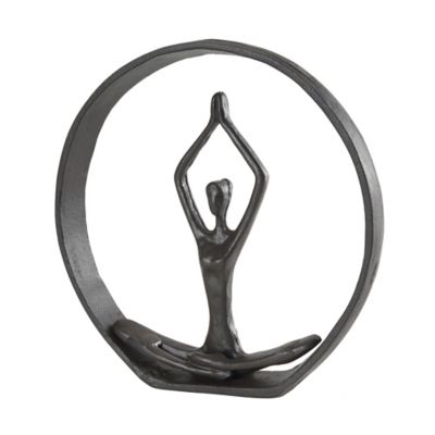 Dayna B. Namaste Circle Yoga Pose Iron Sculpture In Brown