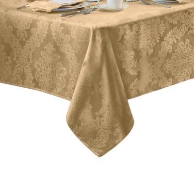 Barcelona  Jacquard Damask 52 Square Tablecloth In Gold
