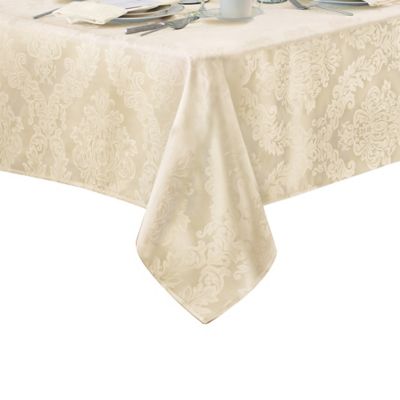 Barcelona Jacquard Damask 52 Square Tablecloth In Antique Ivory