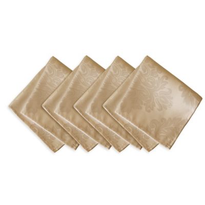 Barcelona Jacquard Damask Napkins In Beige (Set Of 4)