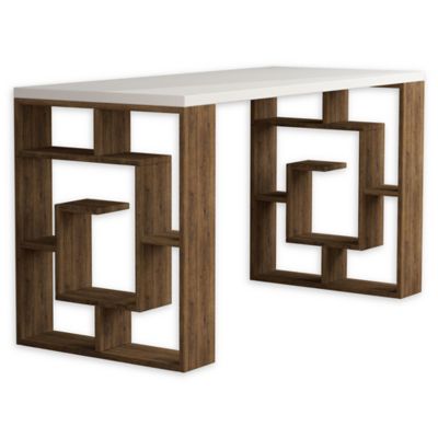 Ada Home Decor Briscoe Wooden Desk In White/light Walnut White/walnut