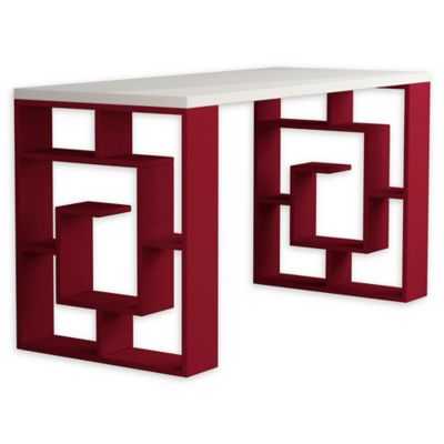 Ada Home Decor Briscoe Wooden Desk In White/burgundy