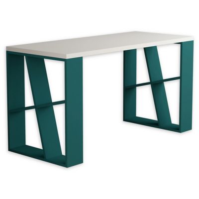 Ada Home Decor Brian Desk In White/turquoise
