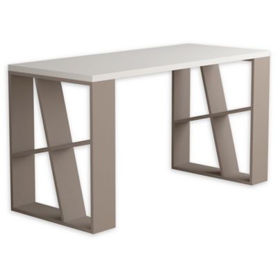 Ada Home Decor Brian Desk In White/light Mocha White/brown