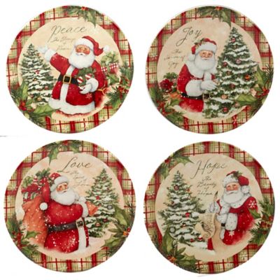 Certified International Holiday Wishes By Susan Winget Canape Plates (Set Of 4) Multi