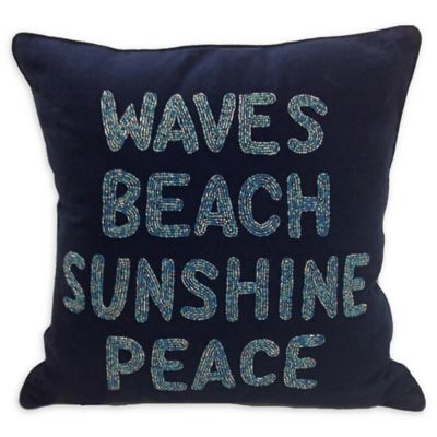 Beach Waves Square Throw Pillow In Navy