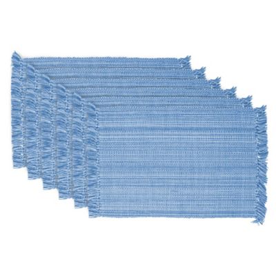 Variegated Fringe Placemats In Light Blue (Set Of 6)