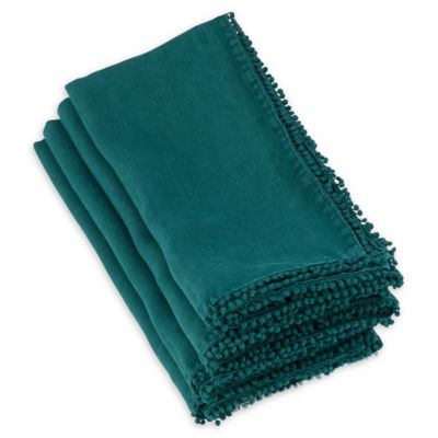 Saro Lifestyle Pompom Napkins In Jasper (Set Of 4)