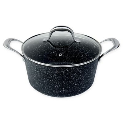 Masterpan Granite Stone 5 Qt. Nonstick Covered Stock Pot In Black