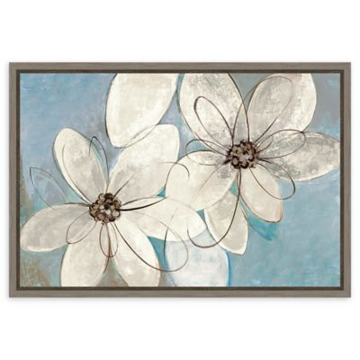 Amanti Art Blue And Neutral Floral 23 X 16 Framed Canvas Wall Art Grey