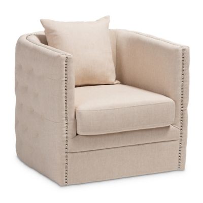 Baxton Studio Linen Swivel Doris Chair In Beige
